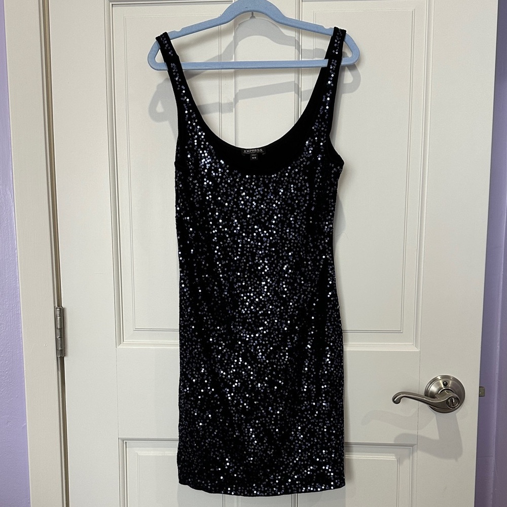 Express Black Sequin Mini Dress